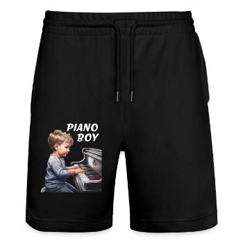 GARÇON PIANO - Short de jogging bio TRAINER Stanley/Stella unisexe - noir - Devant - Nik (191cm) & Marisol (170cm)