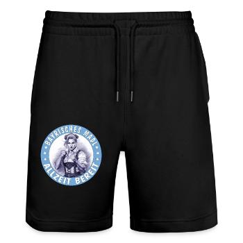 MME BAVAROISE TOUJOURS PRÊTE - Short de jogging bio TRAINER Stanley/Stella unisexe - noir - Devant - Nik (191cm) & Marisol (170cm)