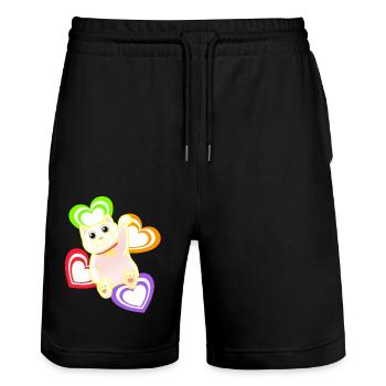 Katze Katzen Herz Herzen - Stanley/Stella Unisex Bio Joggingshorts Trainer  - Schwarz - Vorne - Nik (191cm) & Marisol (170cm)