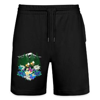 Forest Nature Spring Bee Bees Bumblebee - Stanley/Stella Trainer Unisex Organic Jogging Shorts - black - Front - Nik (191cm) & Marisol (170cm)