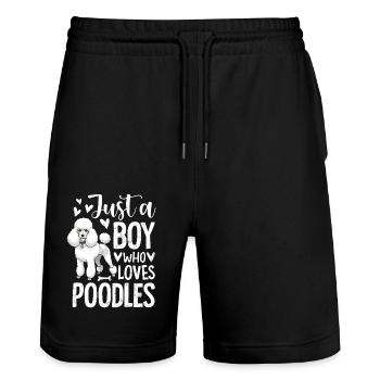 Just A Boy Who Loves Poodles - Stanley/Stella Unisex Bio Joggingshorts Trainer  - Schwarz - Vorne - Nik (191cm) & Marisol (170cm)