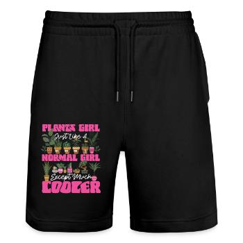 Plant Lover Gardening Girl Plant - Stanley/Stella Trainer Unisex Organic Jogging Shorts - black - Front - Nik (191cm) & Marisol (170cm)
