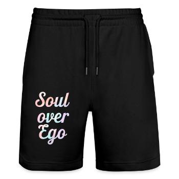 Inspiration : Citation de l’âme sur l’ego - Short de jogging bio TRAINER Stanley/Stella unisexe - noir - Devant - Nik (191cm) & Marisol (170cm)