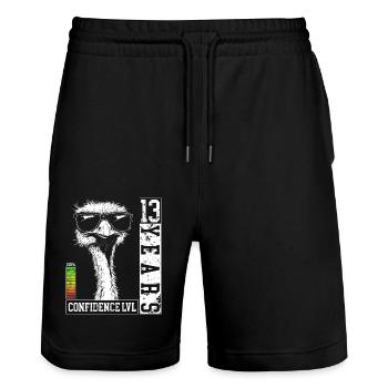 13 Jahre Geburtstag Teenager Strauß Vogel Geschenk - Stanley/Stella Unisex Bio Joggingshorts Trainer  - Schwarz - Vorne - Nik (191cm) & Marisol (170cm)