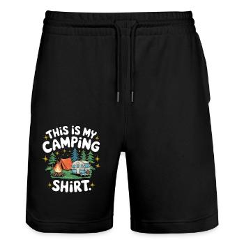 C’est ma chemise de camping - Short de jogging bio TRAINER Stanley/Stella unisexe - noir - Devant - Nik (191cm) & Marisol (170cm)