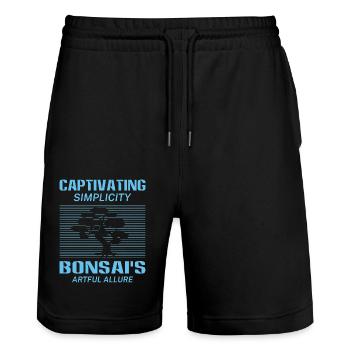 Bonsai Tree - Stanley/Stella Unisex Bio Joggingshorts Trainer  - Schwarz - Vorne - Nik (191cm) & Marisol (170cm)