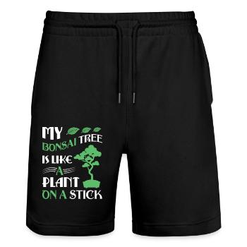 Bonsai Tree - Stanley/Stella Unisex Bio Joggingshorts Trainer  - Schwarz - Vorne - Nik (191cm) & Marisol (170cm)