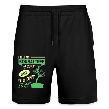 Bonsai Tree - Stanley/Stella Unisex Bio Joggingshorts Trainer  - Schwarz - Vorne - Nik (191cm) & Marisol (170cm)