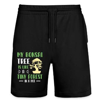 Bonsai Tree - Stanley/Stella Unisex Bio Joggingshorts Trainer  - Schwarz - Vorne - Nik (191cm) & Marisol (170cm)