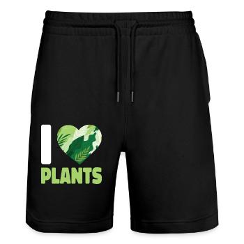 Plant Lover Gardening Heart I Love - Stanley/Stella Unisex Bio Joggingshorts Trainer  - Schwarz - Vorne - Nik (191cm) & Marisol (170cm)