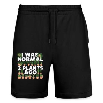 Plant Lover Gardening I Was Normal - Stanley/Stella Unisex Bio Joggingshorts Trainer  - Schwarz - Vorne - Nik (191cm) & Marisol (170cm)
