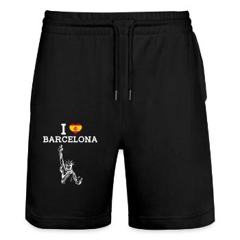 J’aime Barcelone Statue Espagne Lover Coeur Drapeau - Short de jogging bio TRAINER Stanley/Stella unisexe - noir - Devant - Nik (191cm) & Marisol (170cm)