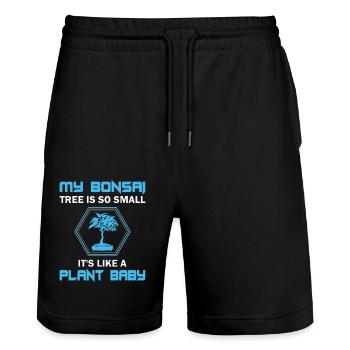 Bonsai Tree - Stanley/Stella Unisex Bio Joggingshorts Trainer  - Schwarz - Vorne - Nik (191cm) & Marisol (170cm)