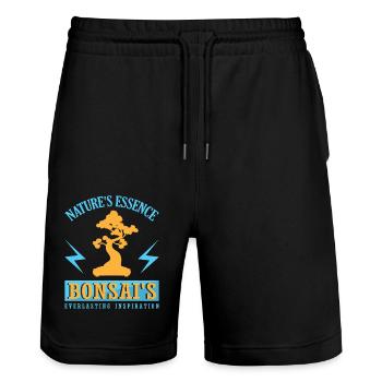 Bonsai Tree - Stanley/Stella Unisex Bio Joggingshorts Trainer  - Schwarz - Vorne - Nik (191cm) & Marisol (170cm)