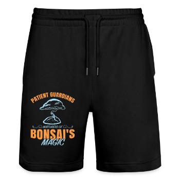 Bonsai Tree - Stanley/Stella Unisex Bio Joggingshorts Trainer  - Schwarz - Vorne - Nik (191cm) & Marisol (170cm)