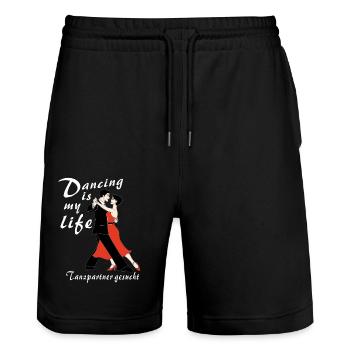Dancing is my life dance partner - Stanley/Stella Trainer Unisex Organic Jogging Shorts - black - Front - Nik (191cm) & Marisol (170cm)