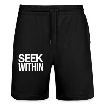 Suche In Dir Inspiriertes Spiritualitätszitat - Stanley/Stella Unisex Bio Joggingshorts Trainer  - Schwarz - Vorne - Nik (191cm) & Marisol (170cm)