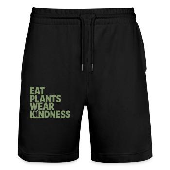 Iss Pflanzen Trage Freundlichkeit Vegan Vegetarier - Stanley/Stella Unisex Bio Joggingshorts Trainer  - Schwarz - Vorne - Nik (191cm) & Marisol (170cm)