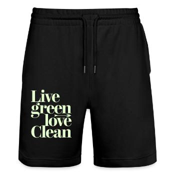 Live Green Love Clean Vegan Végétarien - Short de jogging bio TRAINER Stanley/Stella unisexe - noir - Devant - Nik (191cm) & Marisol (170cm)