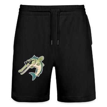 Gar - Stanley/Stella Unisex Bio Joggingshorts Trainer  - Schwarz - Vorne - Nik (191cm) & Marisol (170cm)