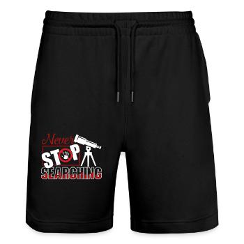 Astronomer Never Stop Searching - Stanley/Stella Trainer Unisex Organic Jogging Shorts - black - Front - Nik (191cm) & Marisol (170cm)
