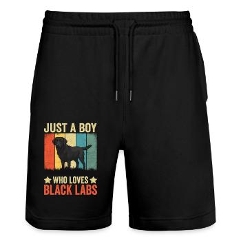 Just A Boy Who Loves Black Labs - Stanley/Stella Trainer Unisex Organic Jogging Shorts - black - Front - Nik (191cm) & Marisol (170cm)