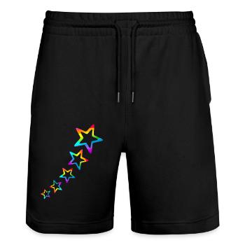 Stern bunte Sterne Regenbogen Farbverlauf - Stanley/Stella Unisex Bio Joggingshorts Trainer  - Schwarz - Vorne - Nik (191cm) & Marisol (170cm)