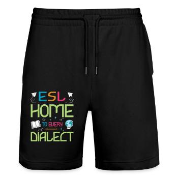 ESL-Lehrer ESL Unterricht - Stanley/Stella Unisex Bio Joggingshorts Trainer  - Schwarz - Vorne - Nik (191cm) & Marisol (170cm)