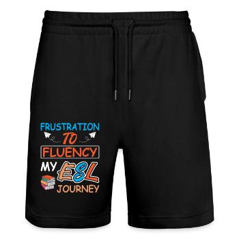 ESL-Lehrer ESL Unterricht - Stanley/Stella Unisex Bio Joggingshorts Trainer  - Schwarz - Vorne - Nik (191cm) & Marisol (170cm)