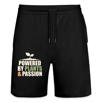 Powered by plants & passion: vegan - Stanley/Stella Trainer Unisex Organic Jogging Shorts - black - Front - Nik (191cm) & Marisol (170cm)