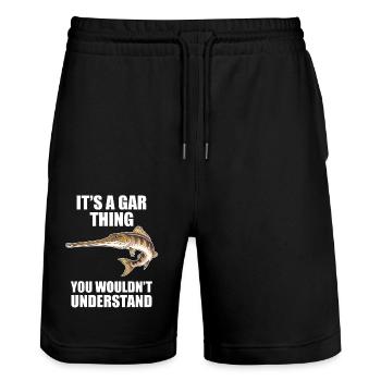 Gar - Stanley/Stella Unisex Bio Joggingshorts Trainer  - Schwarz - Vorne - Nik (191cm) & Marisol (170cm)