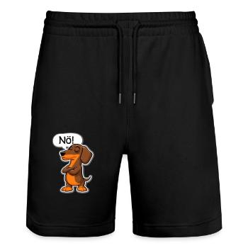 Dackel Nö – Charmanter Ausdruck für Dackel - Stanley/Stella Unisex Bio Joggingshorts Trainer  - Schwarz - Vorne - Nik (191cm) & Marisol (170cm)
