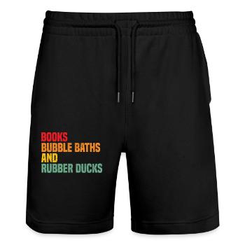 Books Bubble Baths and Rubber Ducks - Stanley/Stella Trainer Unisex Organic Jogging Shorts - black - Front - Nik (191cm) & Marisol (170cm)