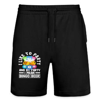 Bingo Spieler Party Ich Meine Bingo Und Bier - Stanley/Stella Unisex Bio Joggingshorts Trainer  - Schwarz - Vorne - Nik (191cm) & Marisol (170cm)