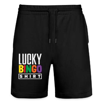 Joueur de Bingo Lucky Bingo Shirt Joy - Short de jogging bio TRAINER Stanley/Stella unisexe - noir - Devant - Nik (191cm) & Marisol (170cm)