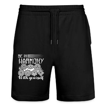 Chakra Chakra Be In Harmony With Yourself - Stanley/Stella Trainer Unisex Organic Jogging Shorts - black - Front - Nik (191cm) & Marisol (170cm)
