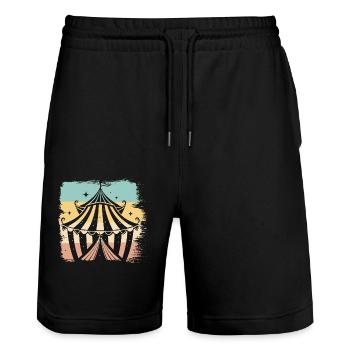 Circus - Stanley/Stella Trainer Unisex Organic Jogging Shorts - black - Front - Nik (191cm) & Marisol (170cm)