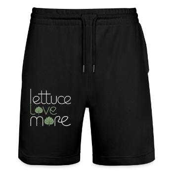 Lettuce Love More For Vegan Vegetarians - Stanley/Stella Trainer Unisex Organic Jogging Shorts - black - Front - Nik (191cm) & Marisol (170cm)