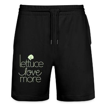 Lettuce Love More Vegan Vegetarier Botschaft - Stanley/Stella Unisex Bio Joggingshorts Trainer  - Schwarz - Vorne - Nik (191cm) & Marisol (170cm)
