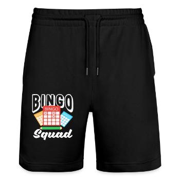 Bingo Player Squad Team Style - Stanley/Stella Trainer Unisex Organic Jogging Shorts - black - Front - Nik (191cm) & Marisol (170cm)