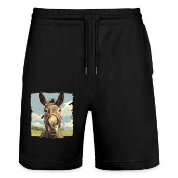 Maultiere Maultier - Stanley/Stella Unisex Bio Joggingshorts Trainer  - Schwarz - Vorne - Nik (191cm) & Marisol (170cm)