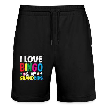 Bingo Players Love Grandchildren - Stanley/Stella Trainer Unisex Organic Jogging Shorts - black - Front - Nik (191cm) & Marisol (170cm)