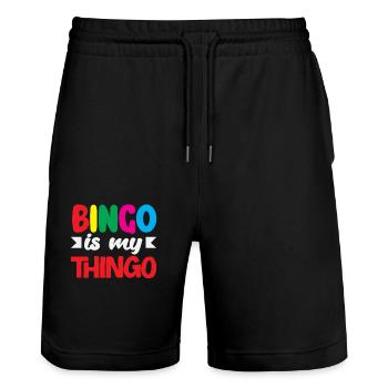 Bingo Ist Mein Ding Für Bingo Spieler - Stanley/Stella Unisex Bio Joggingshorts Trainer  - Schwarz - Vorne - Nik (191cm) & Marisol (170cm)