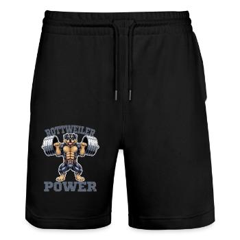 Rottweiler Power Gym Force de musculation - Short de jogging bio TRAINER Stanley/Stella unisexe - noir - Devant - Nik (191cm) & Marisol (170cm)