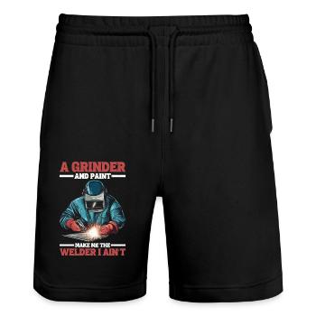 A Grinder And Paint Make Me The Welder I Ain't 2 - Stanley/Stella Unisex Bio Joggingshorts Trainer  - Schwarz - Vorne - Nik (191cm) & Marisol (170cm)