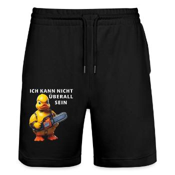 ICH KANN NICHT ÜBERALL SEIN - Stanley/Stella Unisex Bio Joggingshorts Trainer  - Schwarz - Vorne - Nik (191cm) & Marisol (170cm)