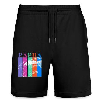 Papua Indonesia - Stanley/Stella Trainer Unisex Organic Jogging Shorts - black - Front - Nik (191cm) & Marisol (170cm)