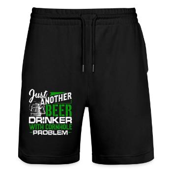Cornhole Beer Drinker With Cornhole Problem - Stanley/Stella Trainer Unisex Organic Jogging Shorts - black - Front - Nik (191cm) & Marisol (170cm)
