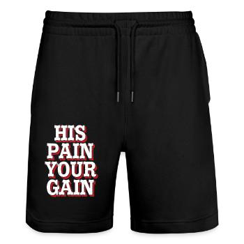 His Pain Your Gain 2 - Stanley/Stella Unisex Bio Joggingshorts Trainer  - Schwarz - Vorne - Nik (191cm) & Marisol (170cm)