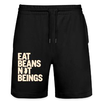 Iss Bohnen Nicht Wesen Vegan Vegetarisch - Stanley/Stella Unisex Bio Joggingshorts Trainer  - Schwarz - Vorne - Nik (191cm) & Marisol (170cm)